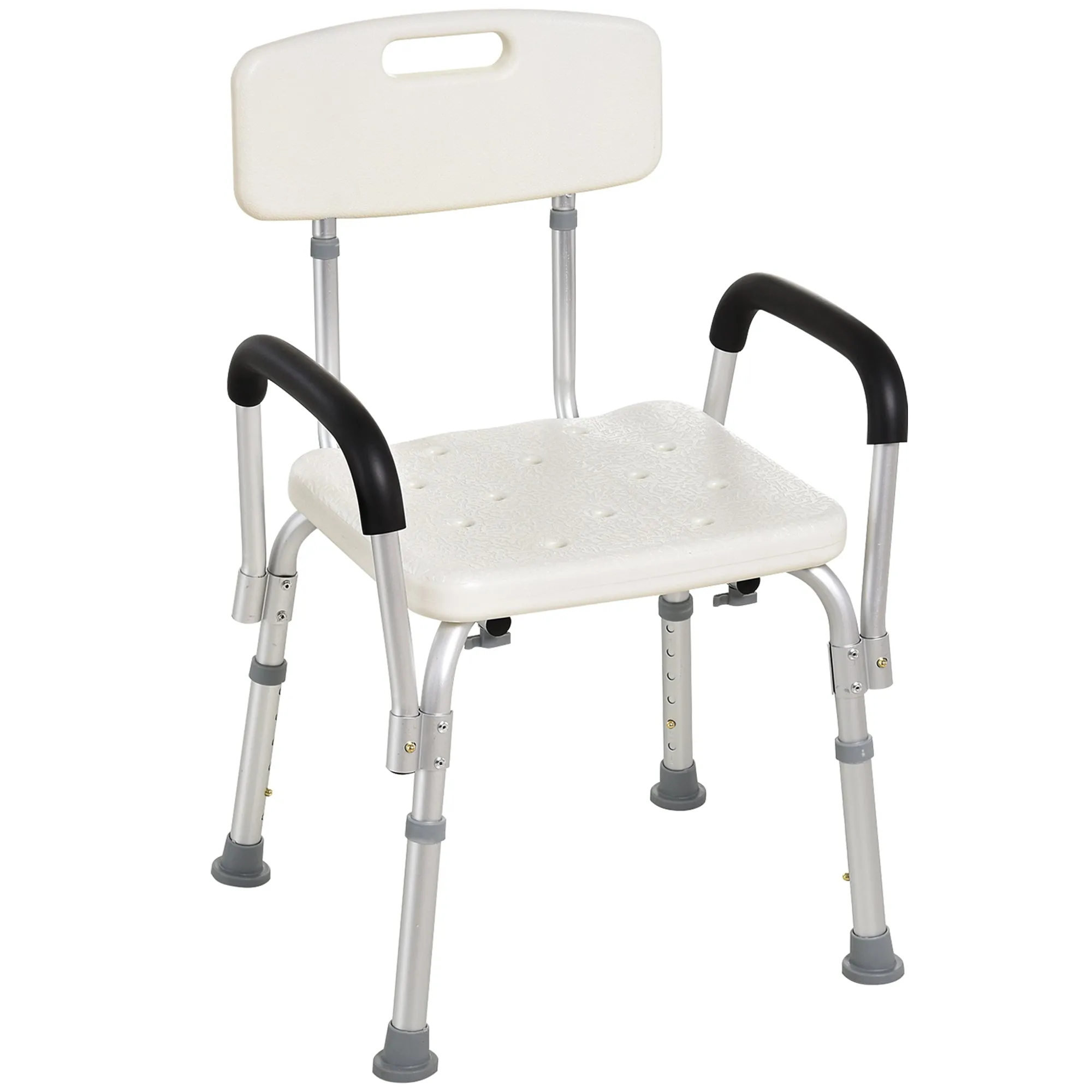 Adjustable Shower Chair Shower Seat Portable Medical Stool with Adjustable Back and Armrest for Mobility