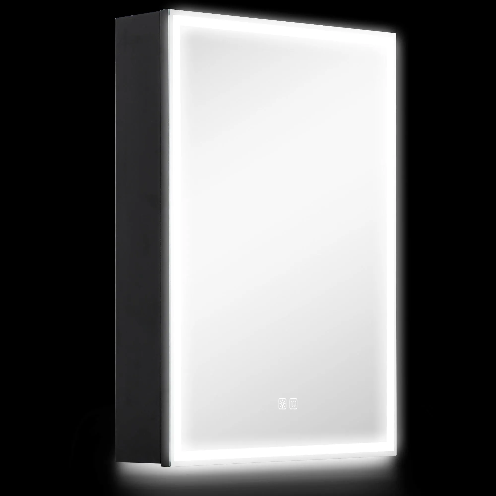 Wall Mounted LED Bathroom Mirror Cabinet with Lights Shaver Socket 500 x 700 mm Demister Pad Dimmer 3 Colours Black