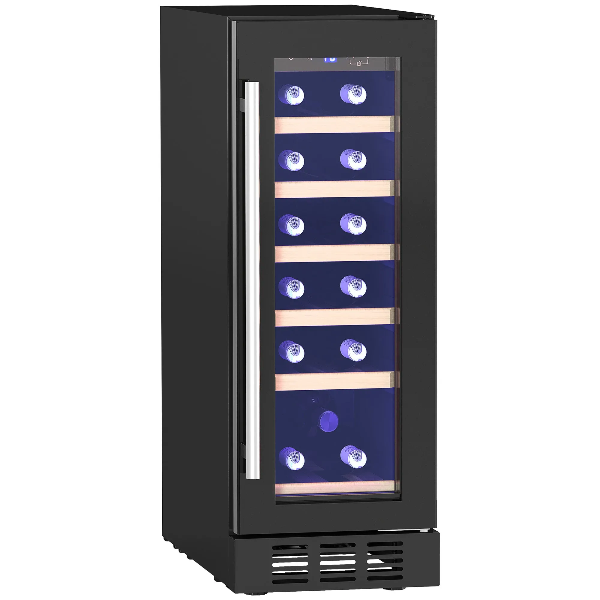 19 Bottle Wooden Rack Wine Fridge 5-18℃, Black