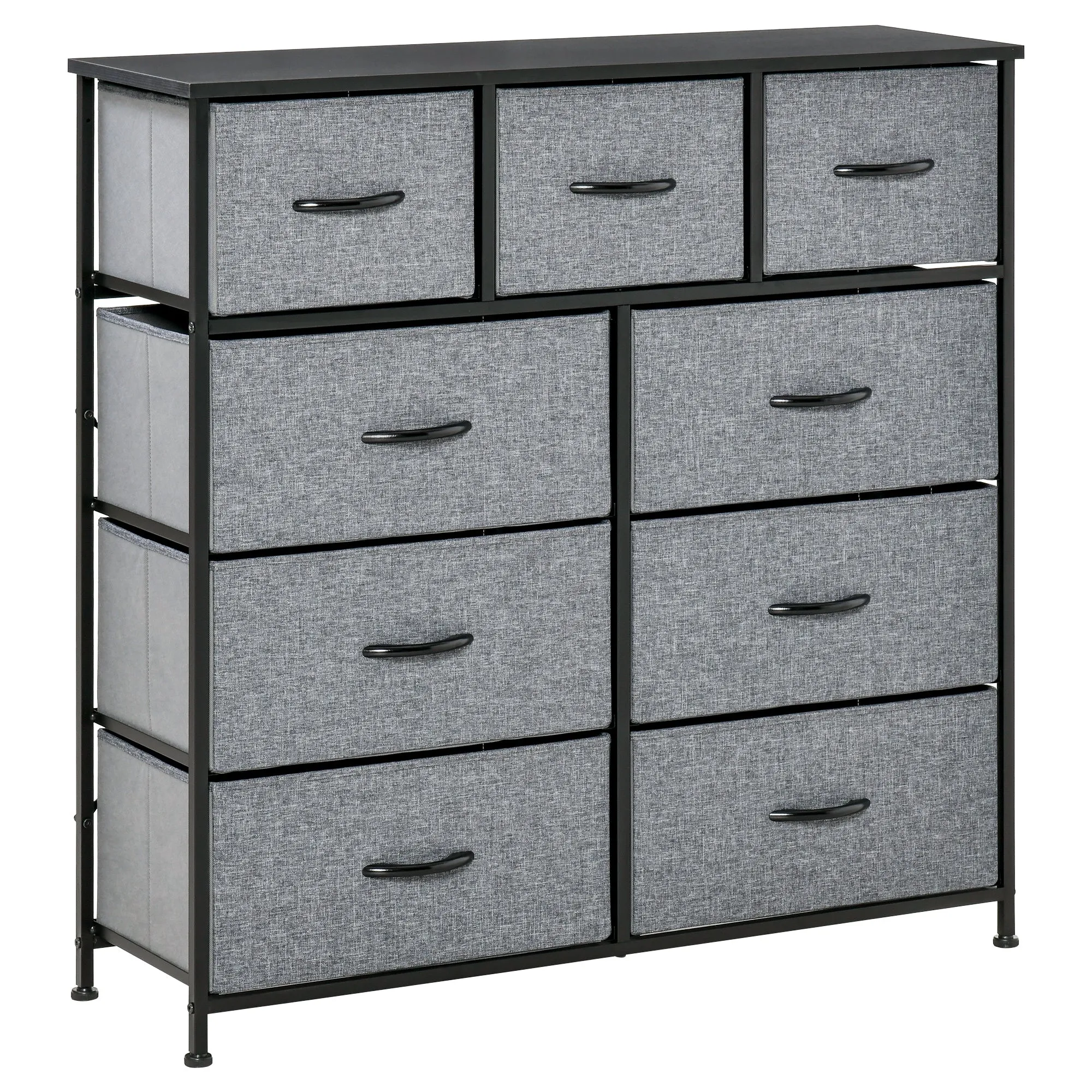 Nine Drawer Fabric Dresser Grey