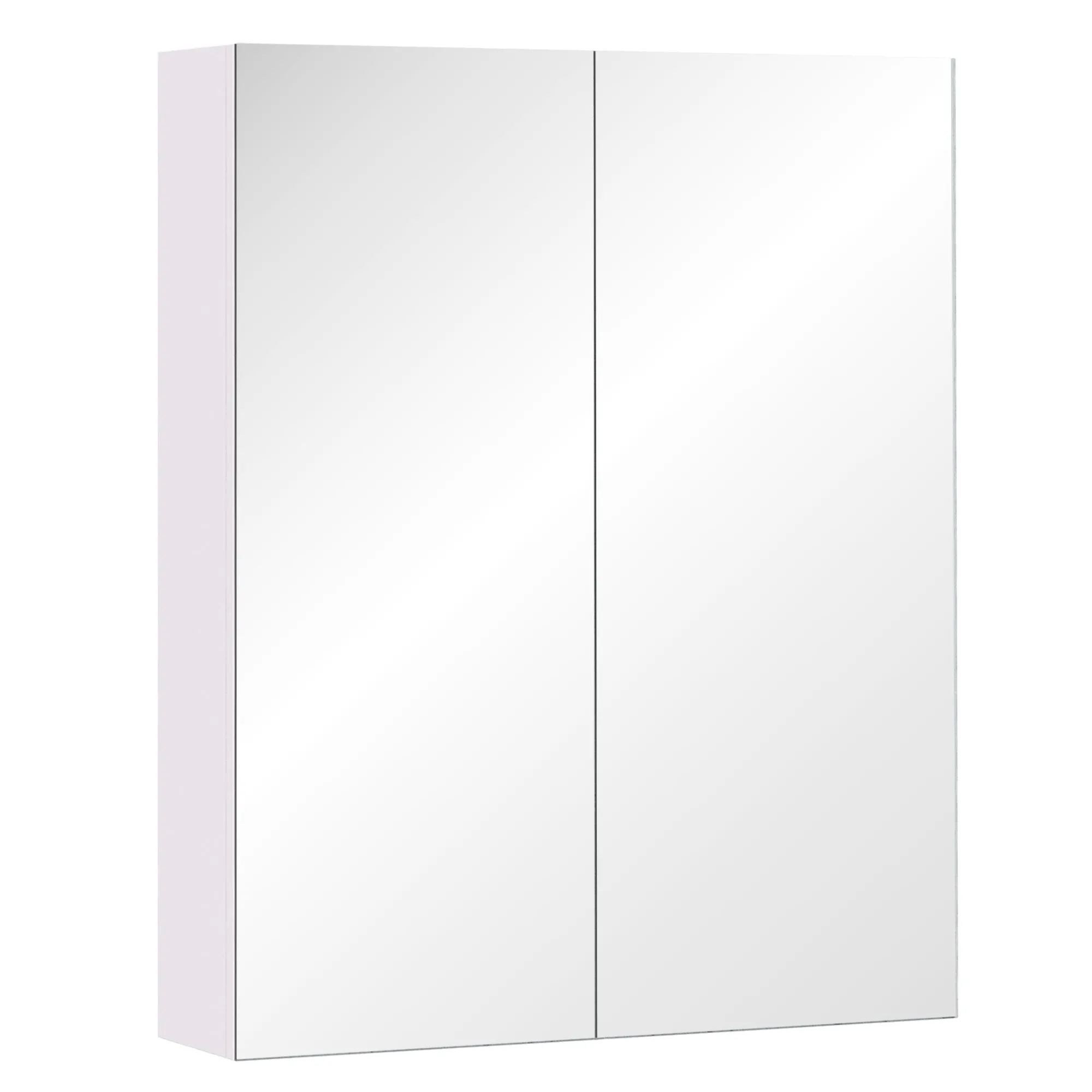 Wall Mount Bathroom Mirror Cabinet Storage Cupboard with Adjustable Shelf Double Door 60 x 15 x 75 cm White