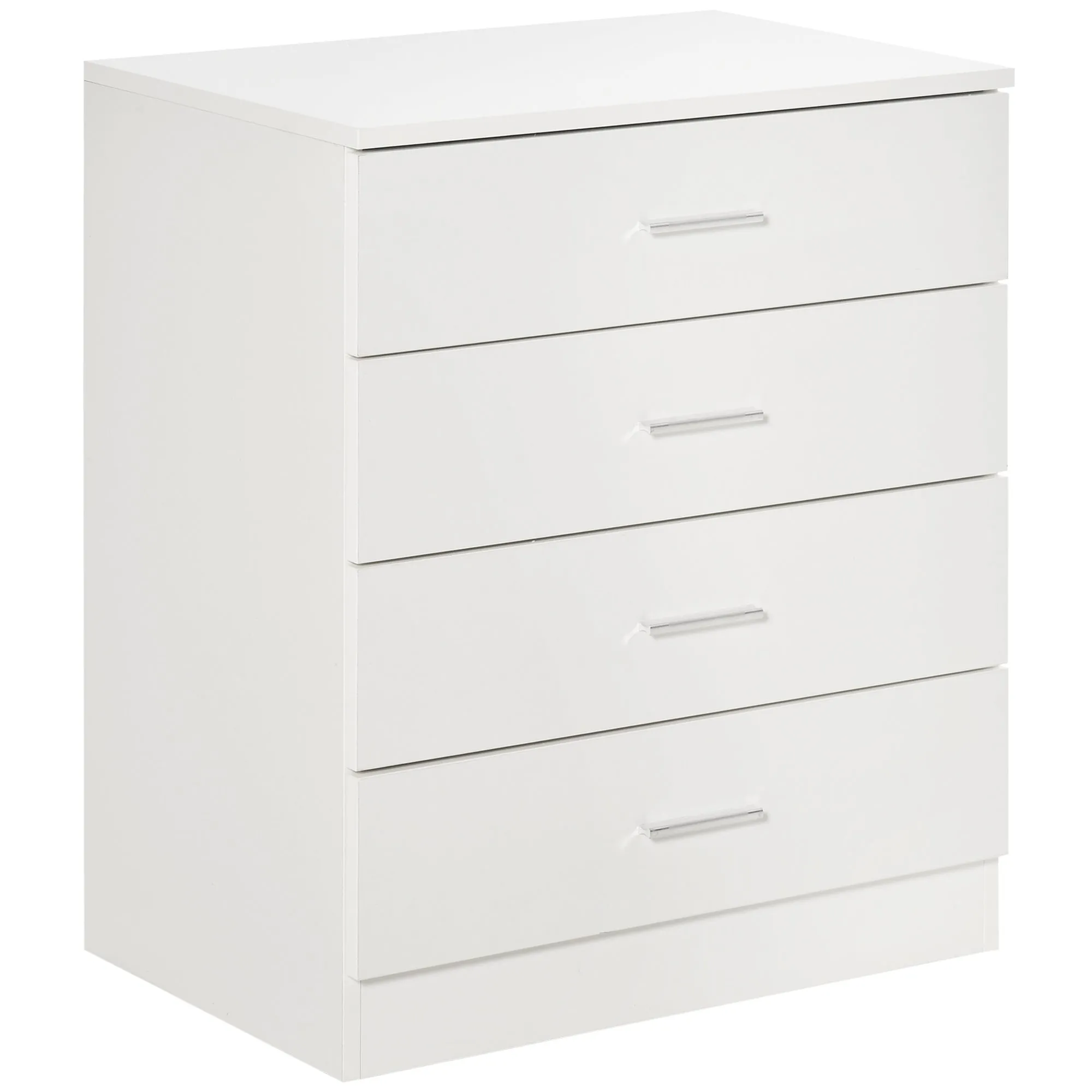 Chest of Drawers 4 Drawers Storage Cabinet with Metal Rails, Anti-Tip for Playroom, Nursery Room, Hallway