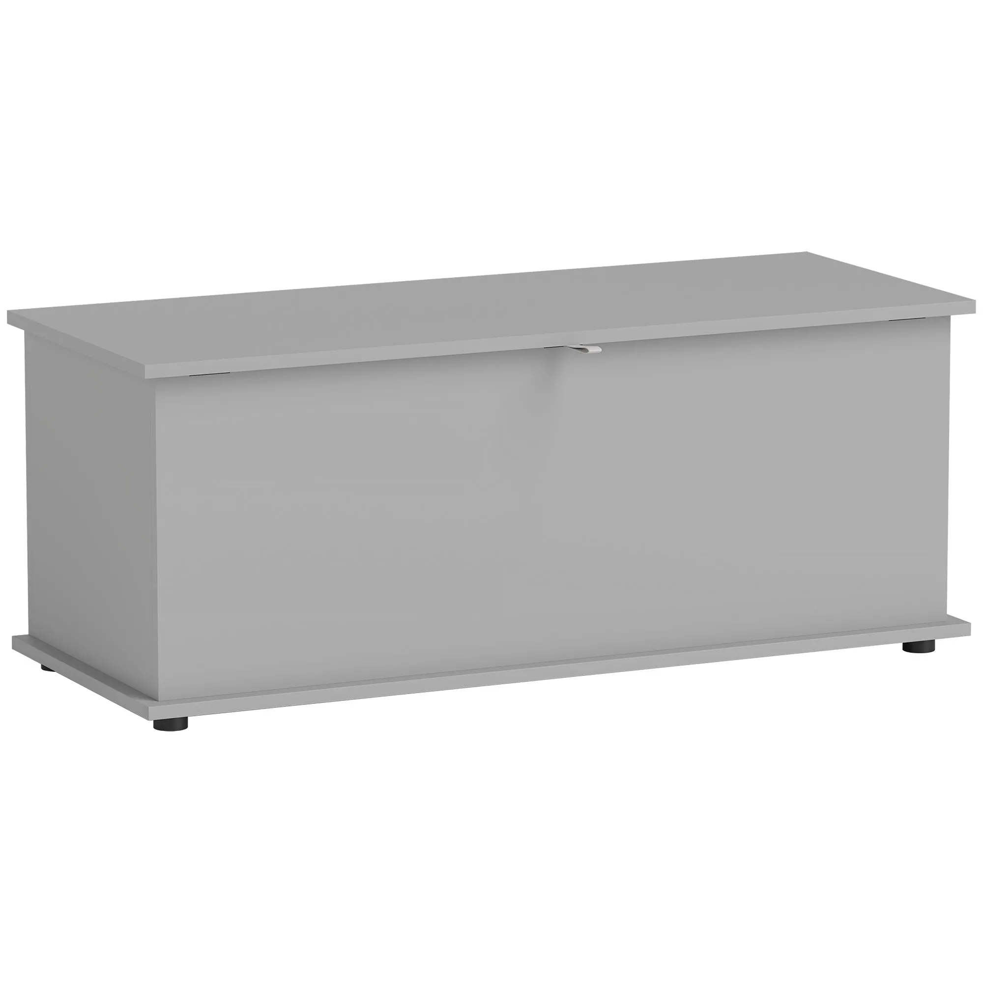 113L Storage Chest Box Grey Flip-Top Lid 2 Safety Hinges 100 x 40 x 40 cm Storage Trunk for Living Room Entryway