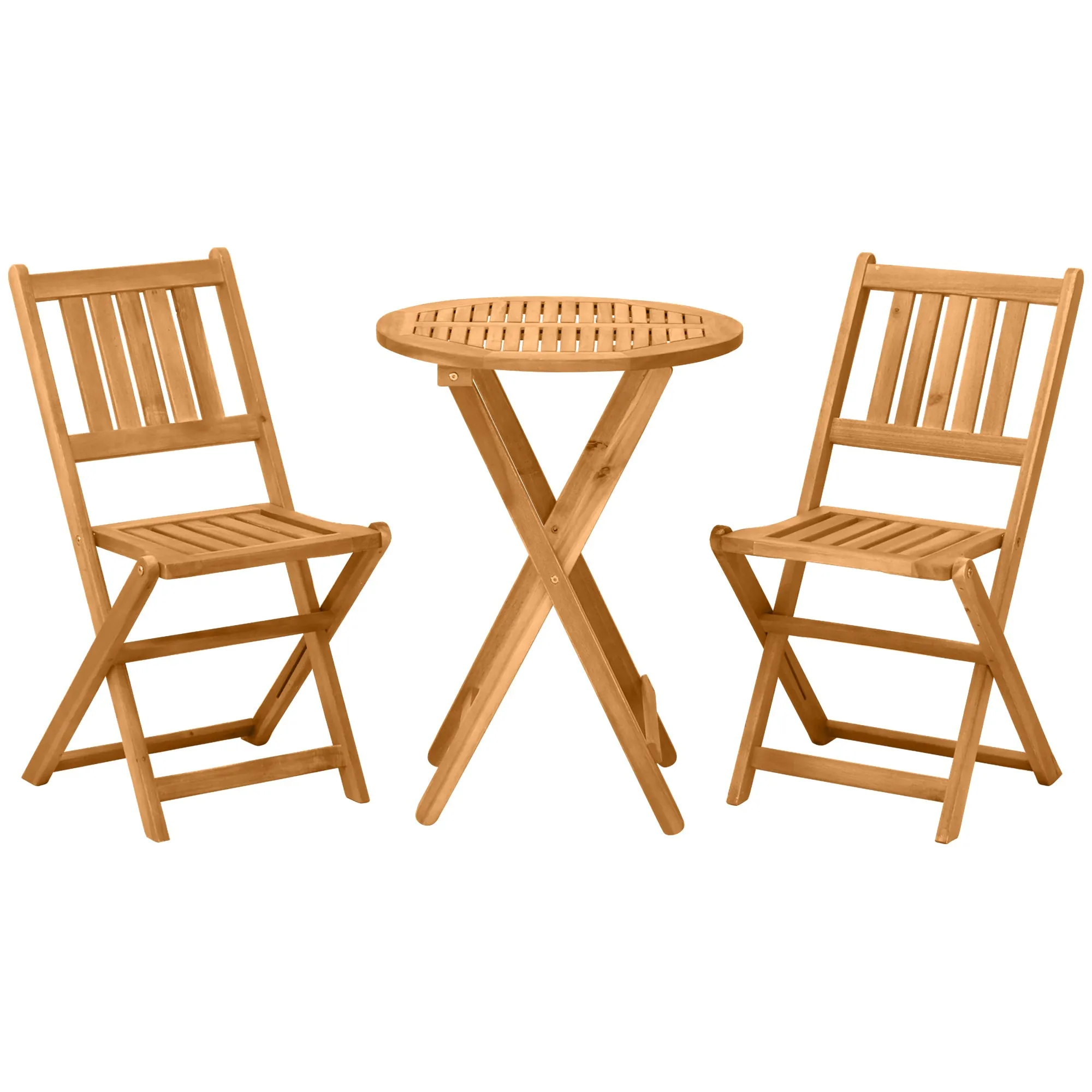 3 Piece Folding Bistro Set Wooden Garden Table Chairs Outdoor Teak