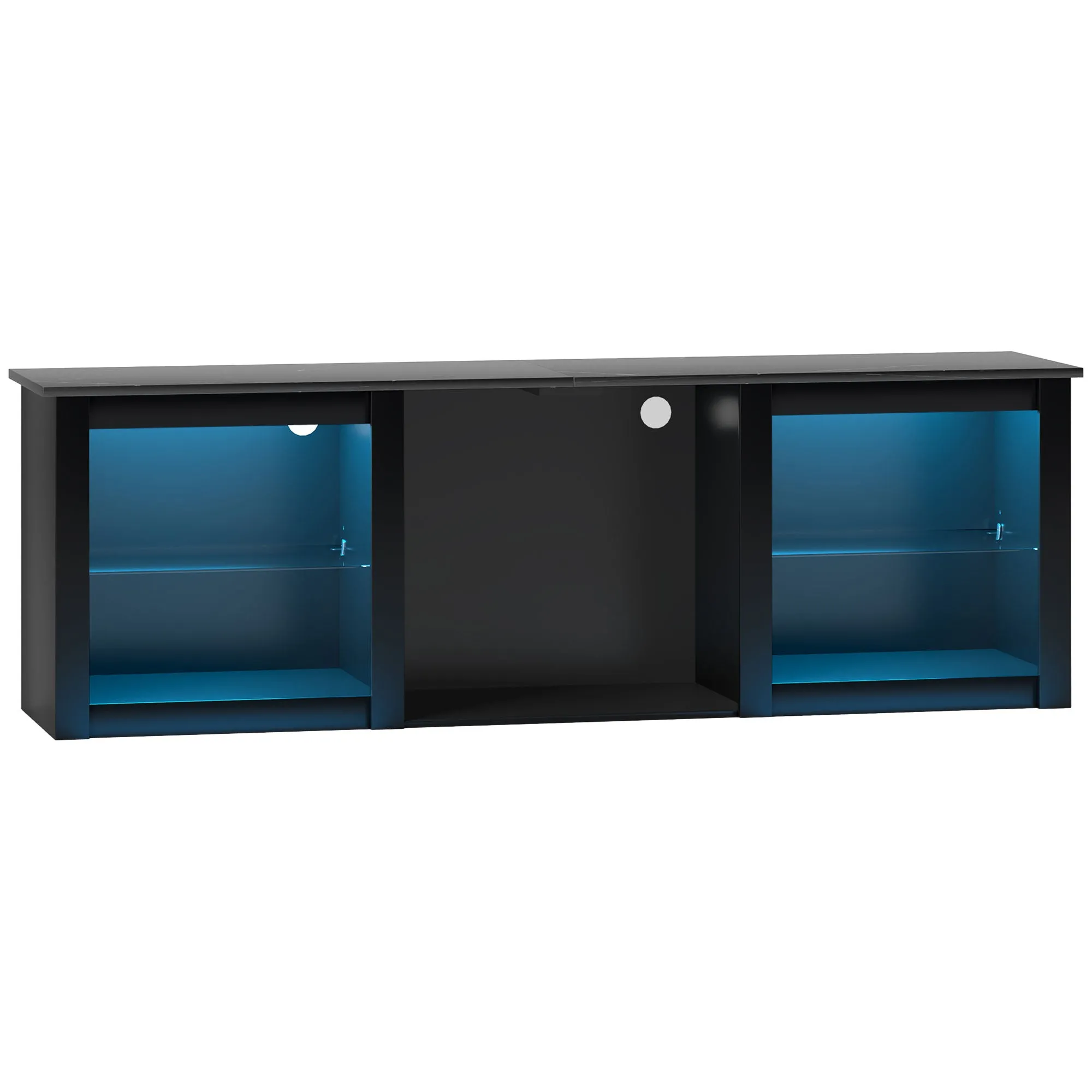 65" TV Stand with LED Lights and Storage, Black