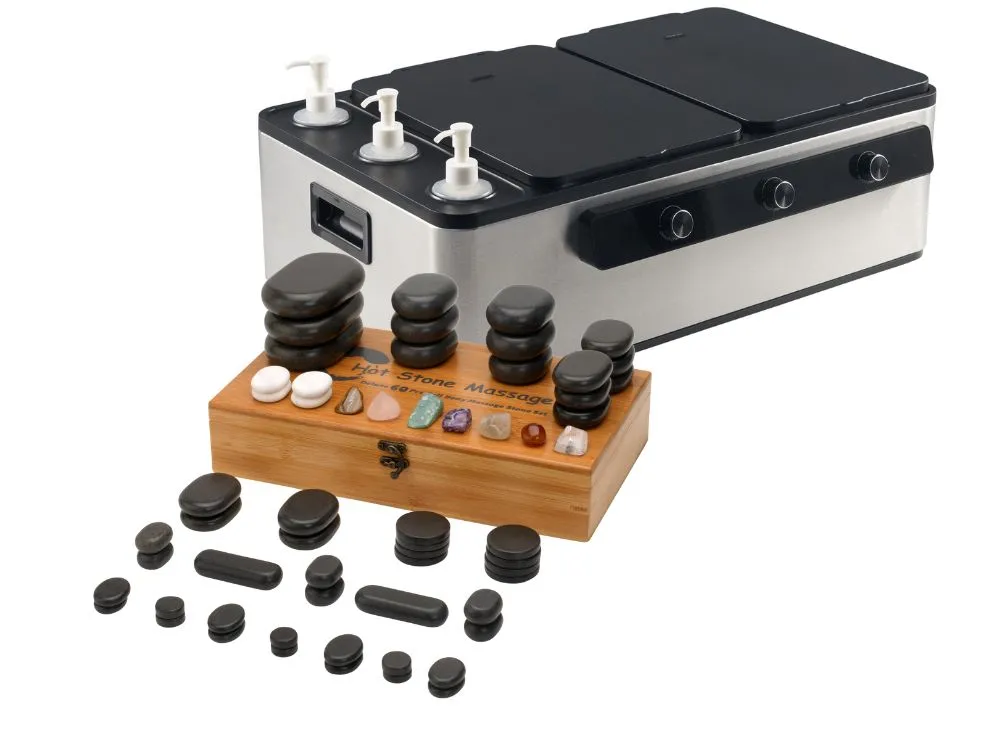 Coffret appareil chauffant 12L avec écran + 60 pierres de massage