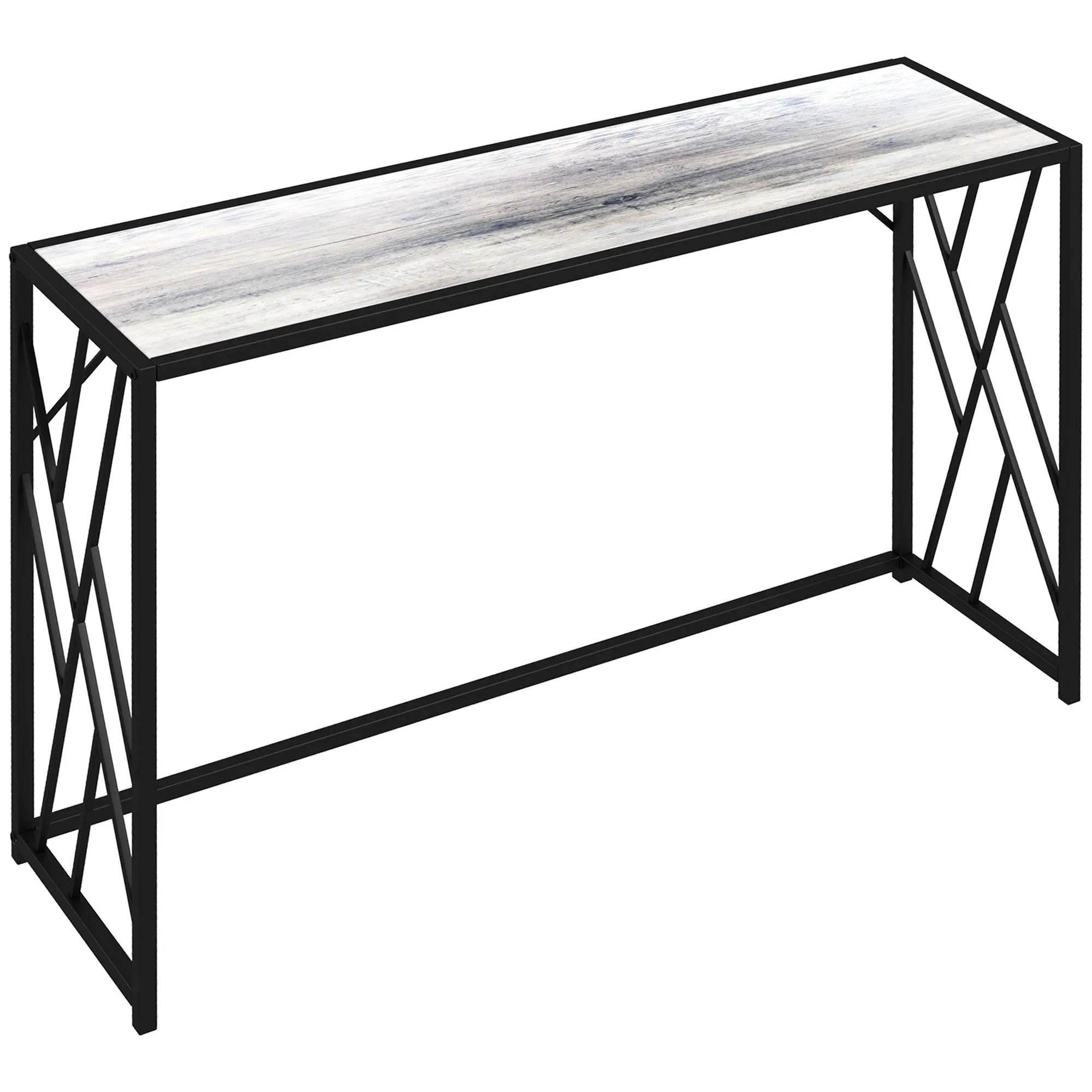120 cm Console Table Grey Industrial Sofa Table with Metal Frame for Living Room, Hallway