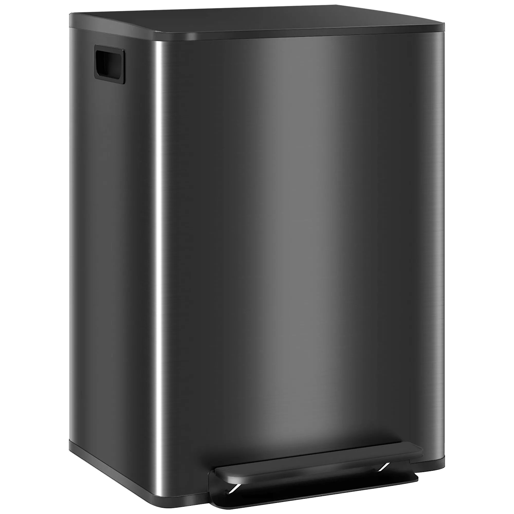 60L Dual Compartment Stainless Steel Bin Black with Deodoriser Holders