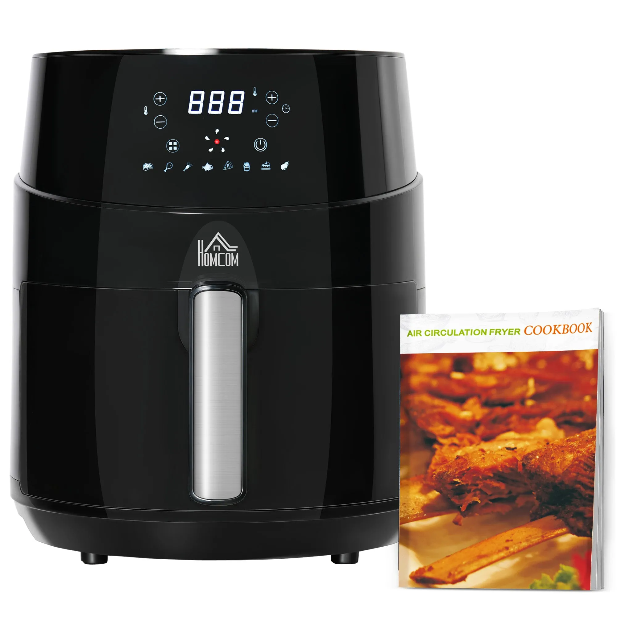 Air Fryer 4.5L 1500W Air Fryer Oven Digital Display Rapid Air Circulation Adjustable Temp Timer Nonstick Basket for Oil Less Low Fat Cooking, Black