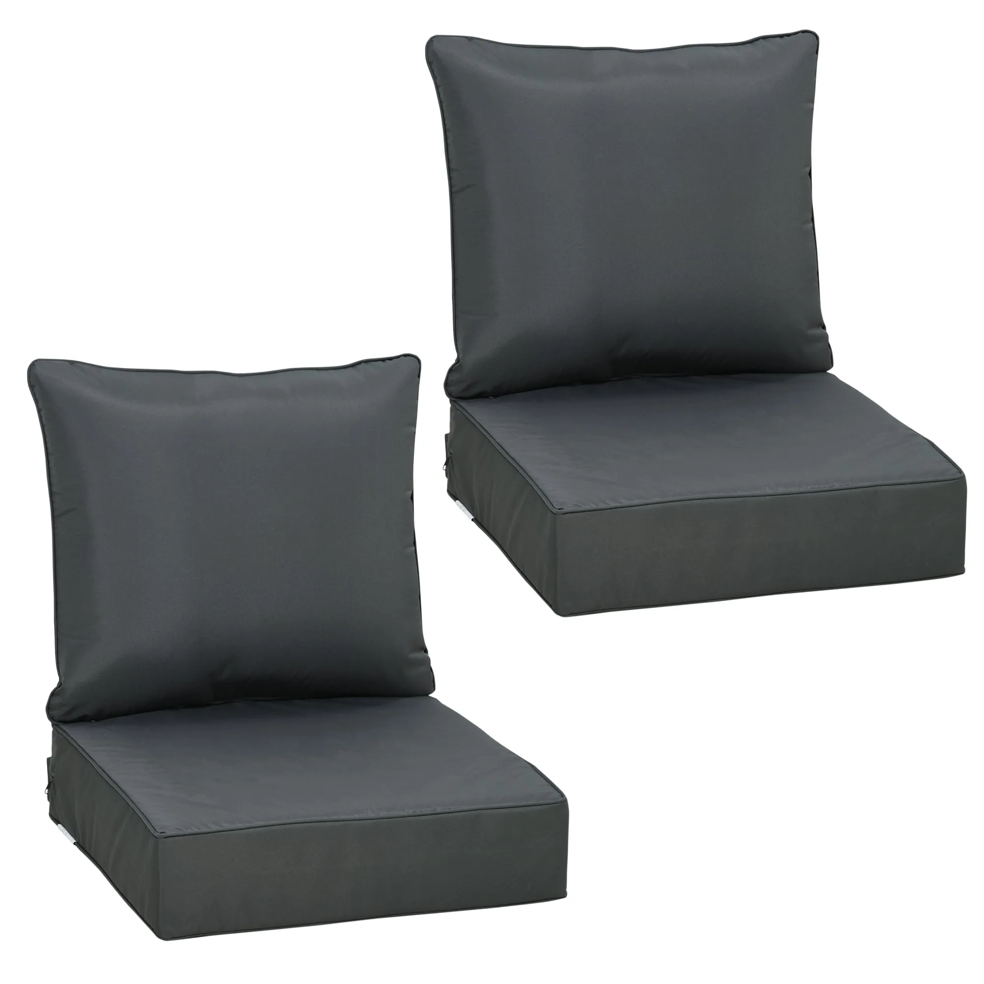 63L x 55W x 15Dcm Outdoor Seat and Back Cushion Sets Dark Grey Olefin Patio Deep Seating Chair Fade Resistant Replacement Cushion for Rattan Sofa, Indoor or Outdoor Furniture