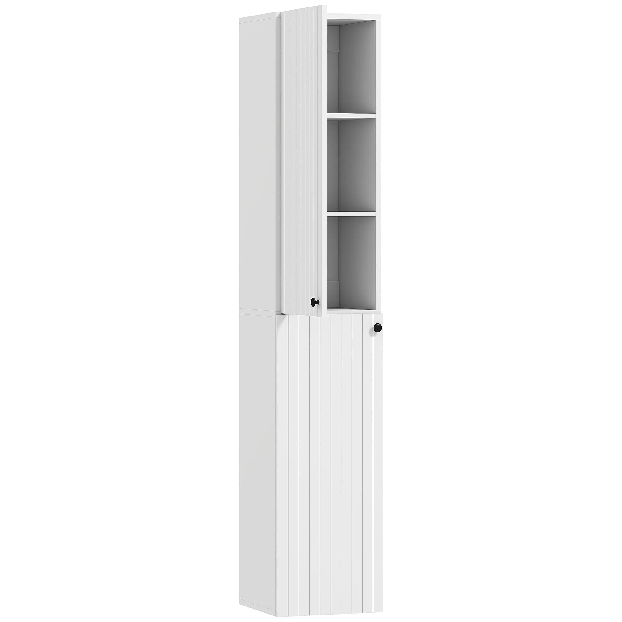 Wall Mounted Slim Tall Bathroom Storage Cabinet with Soft-Close Hinges 2 Doors White