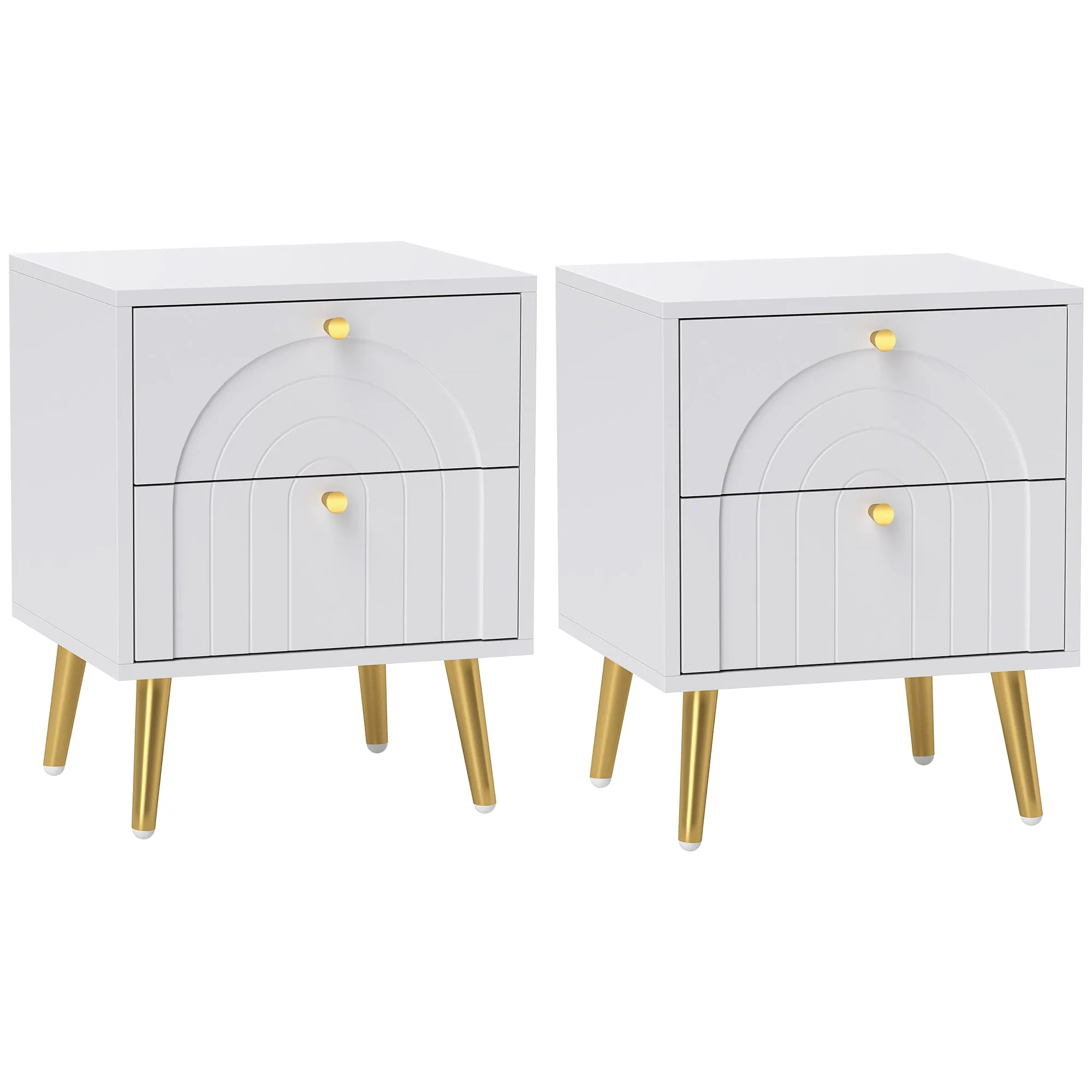 2-Drawer Bedside Table Set of 2 White
