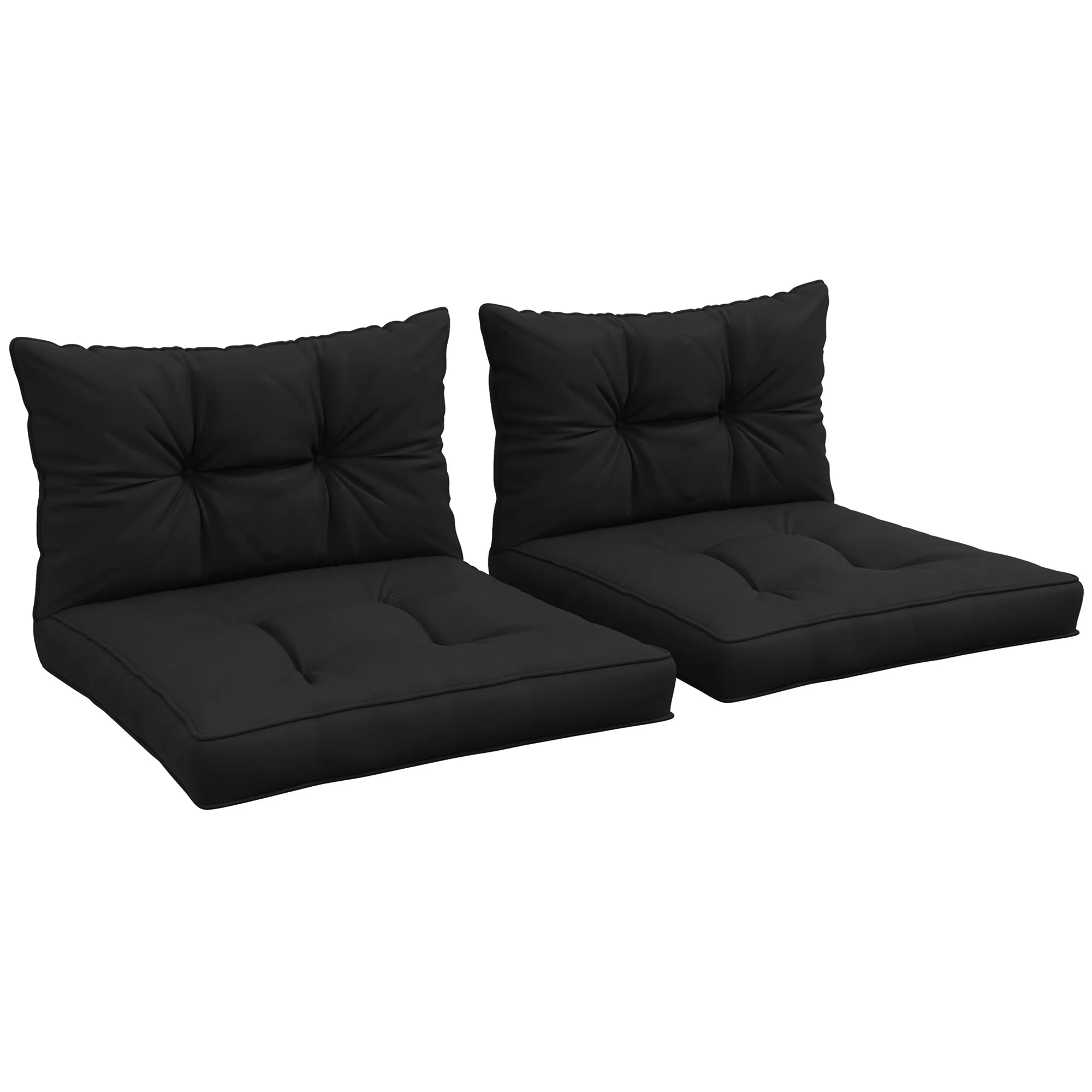 2-Piece Seat Cushions Back Pillows Replacement Black Patio Chair Cushions Set for Indoor Outdoor