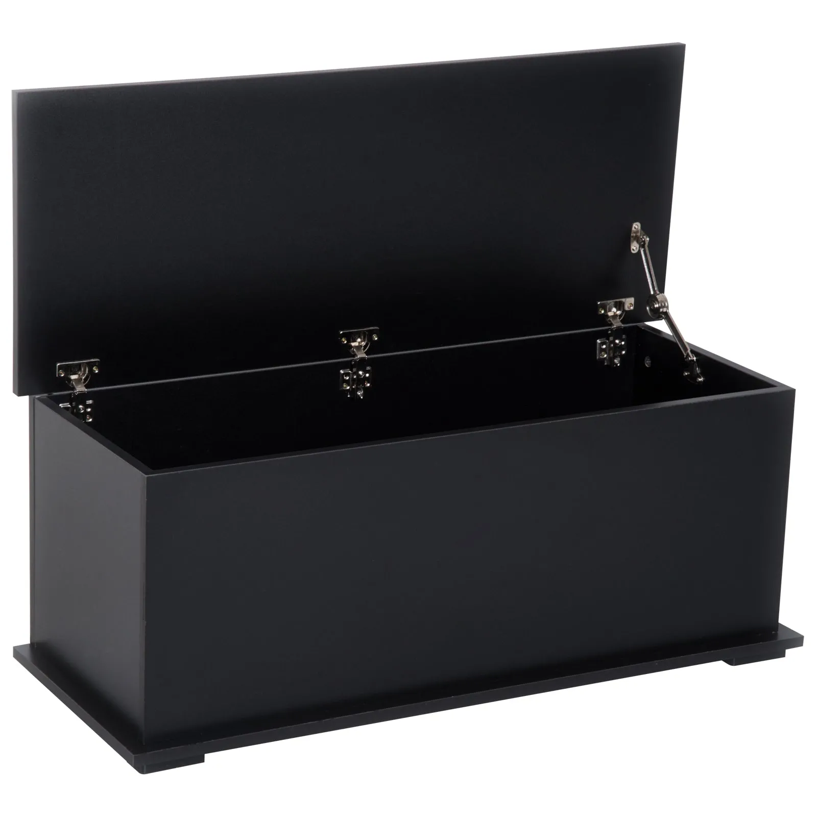 113L Storage Chest Box Black Flip-Top Lid 2 Safety Hinges 100 x 40 x 40 cm Storage Trunk for Living Room Entryway