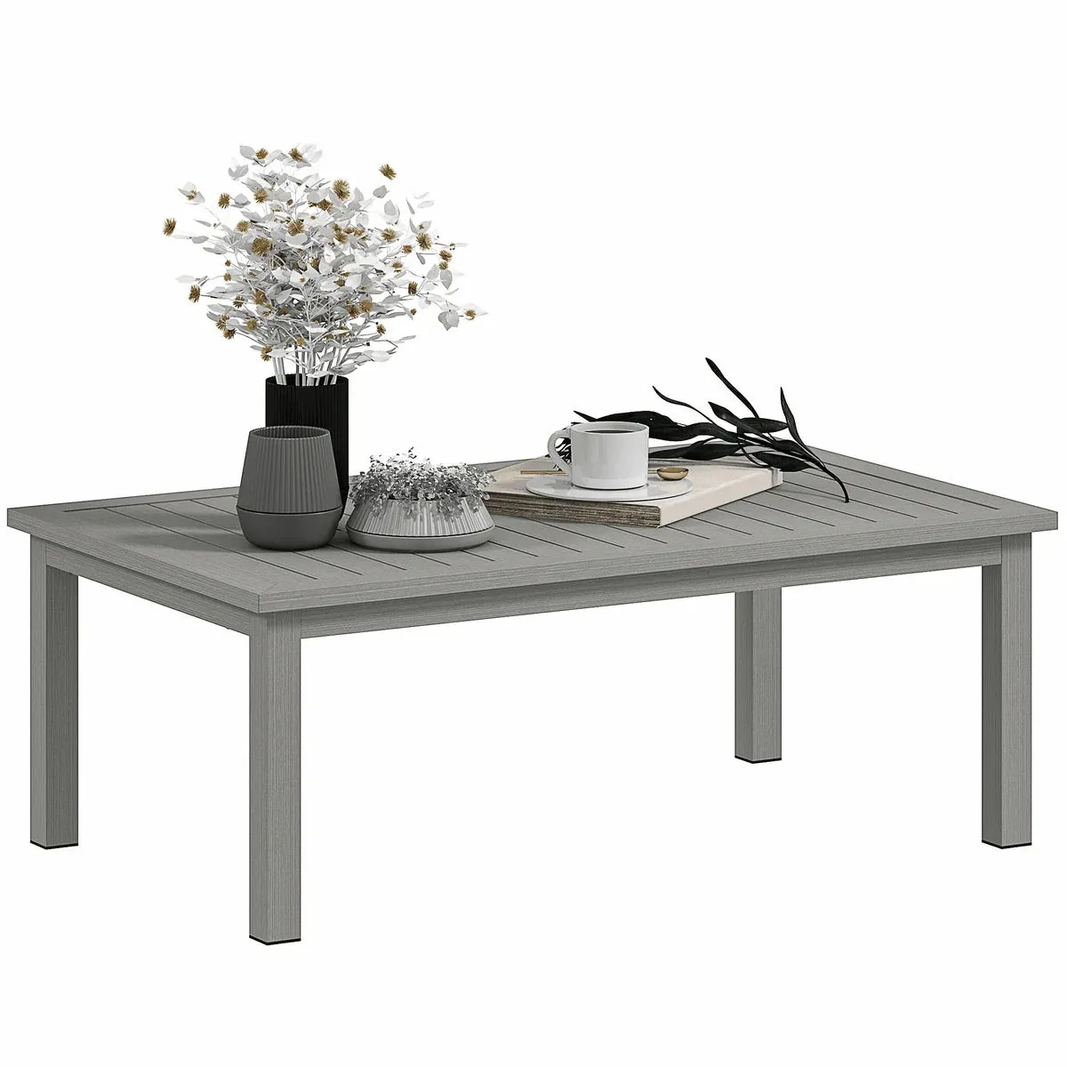 100cm x 60cm Aluminium Outdoor Coffee Table Grey