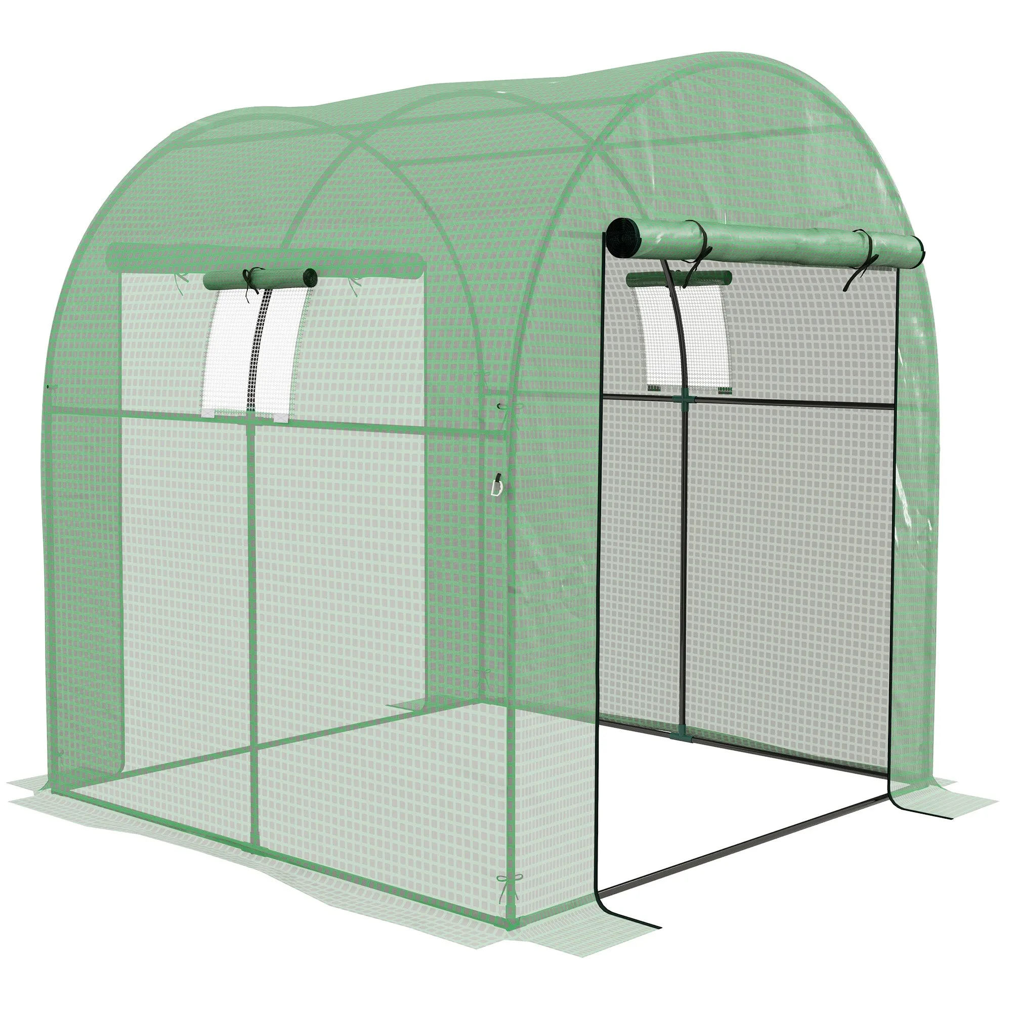 Walk-In Polytunnel Greenhouse 180 x 180cm Green