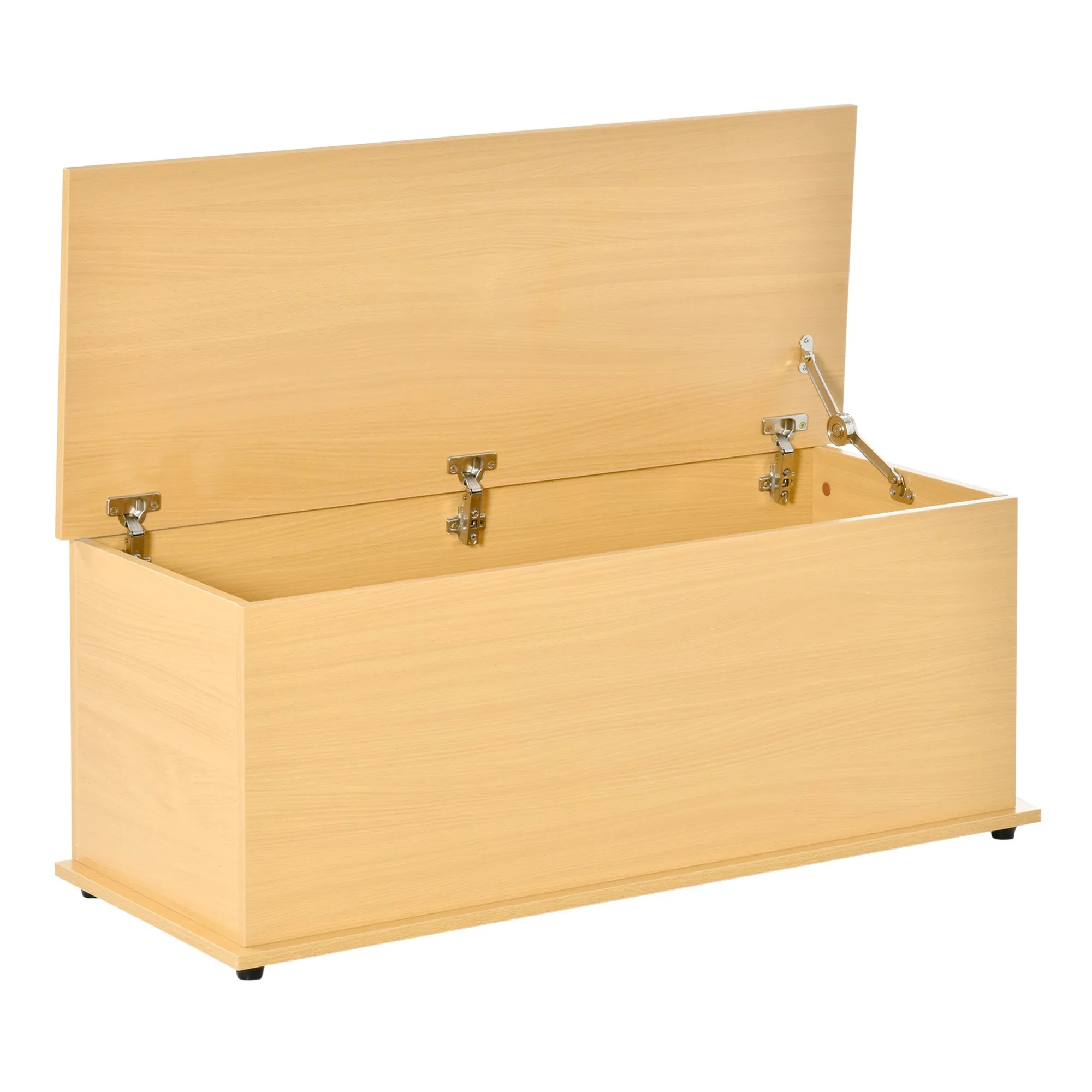 113L Storage Chest Box Burlywood Flip-Top Lid 2 Safety Hinges 100 x 40 x 40 cm Storage Trunk for Living Room Entryway