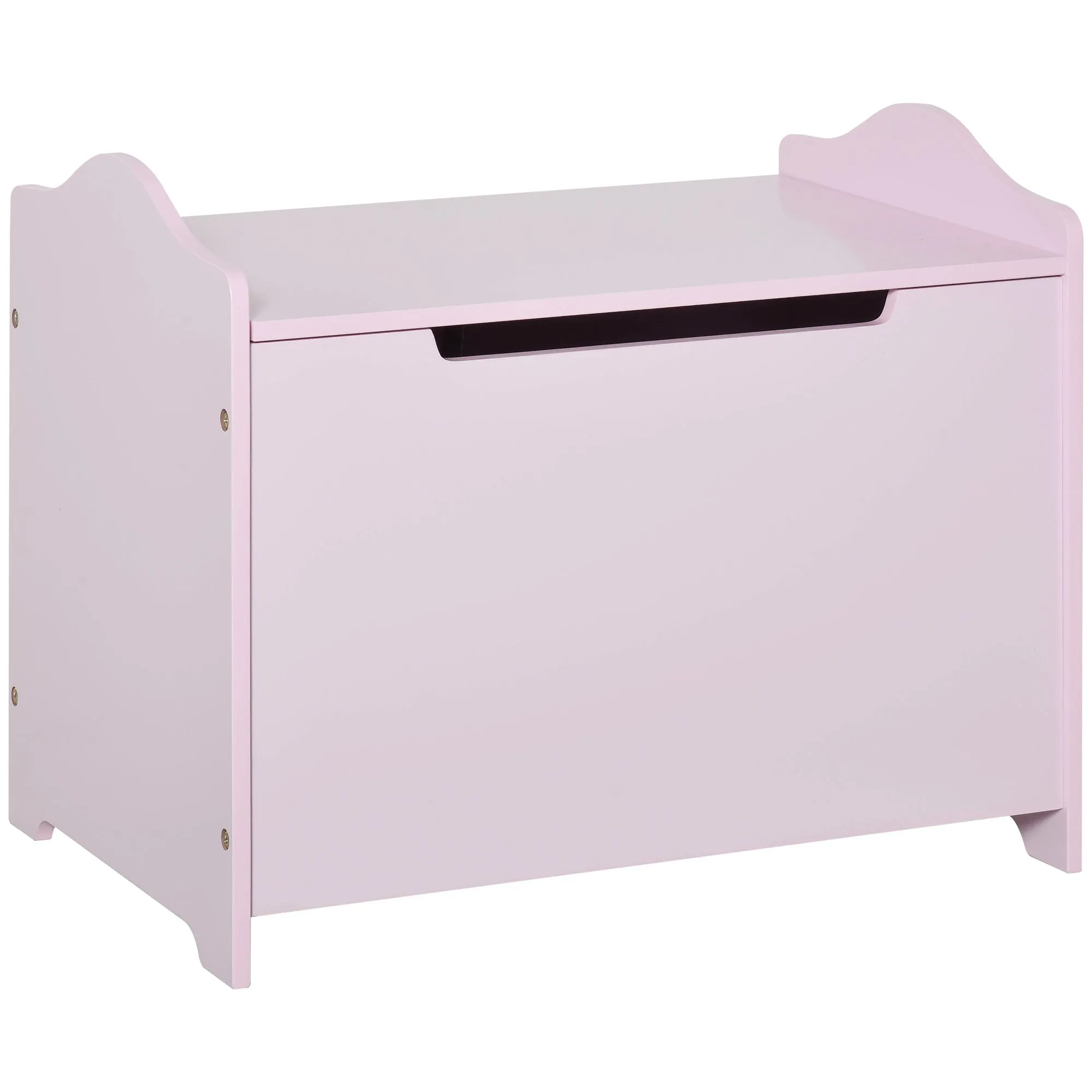 Wooden Kids Toy Box Children Storage Organizer Chest Safety Hinge Playroom Furniture Pink