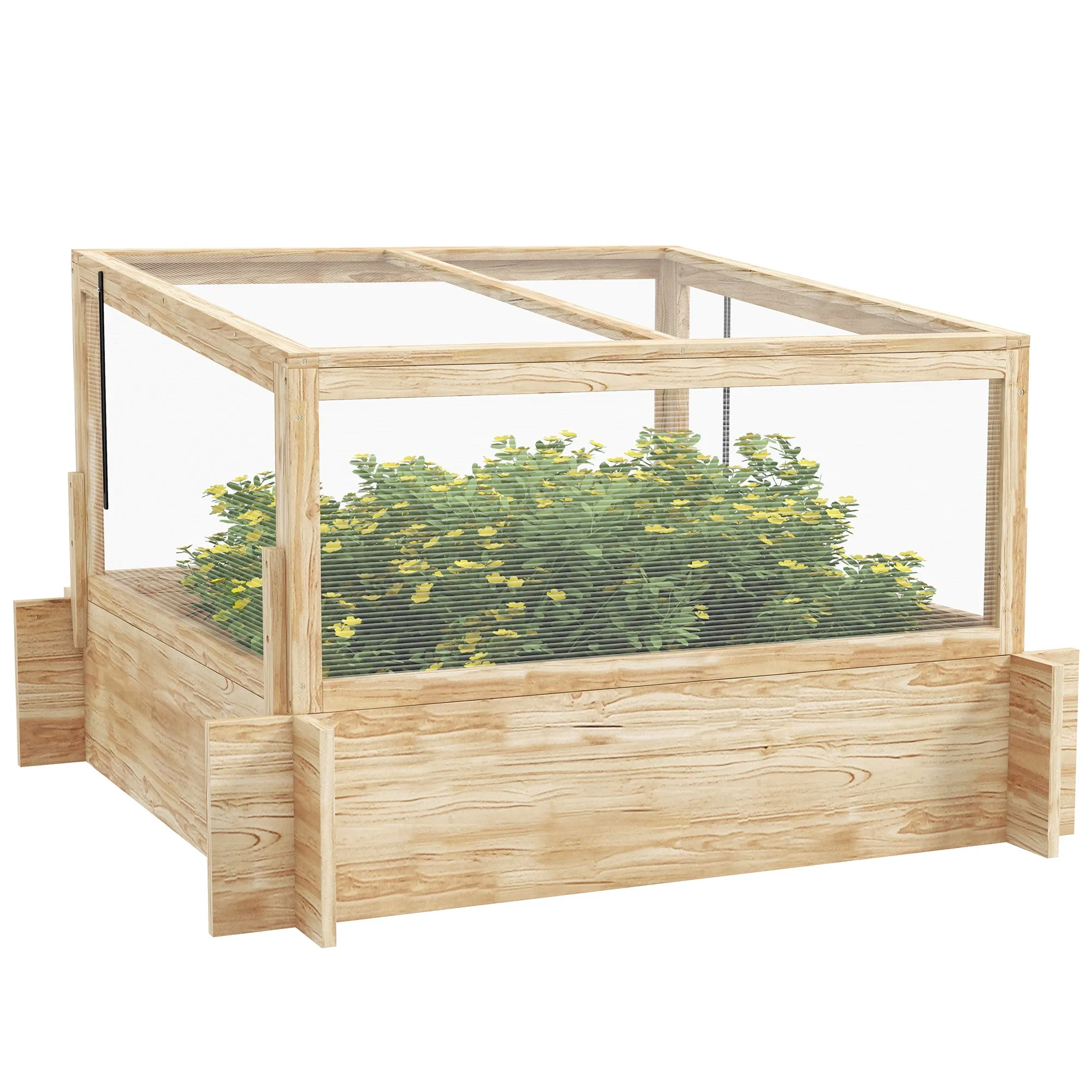 Wooden Greenhouse Planter Box Natural 2-In-1