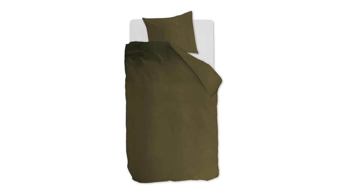 Ambiante Cotton Uni housse de couette vert olive