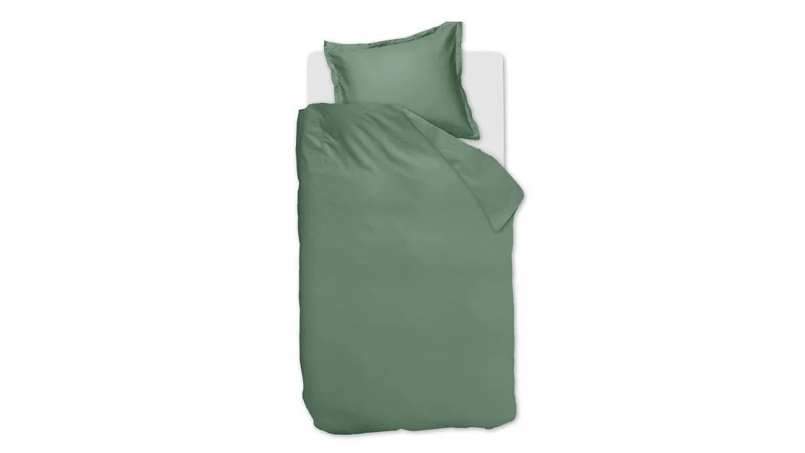 Ambiante Satin Uni housse de couette vert gris