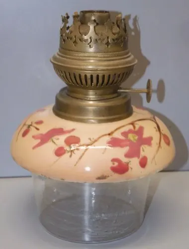 - ANCIEN CORPS DE LAMPE A PETROLE BOL & TETE pour LUSTRE SUSPENSION XIXe  D