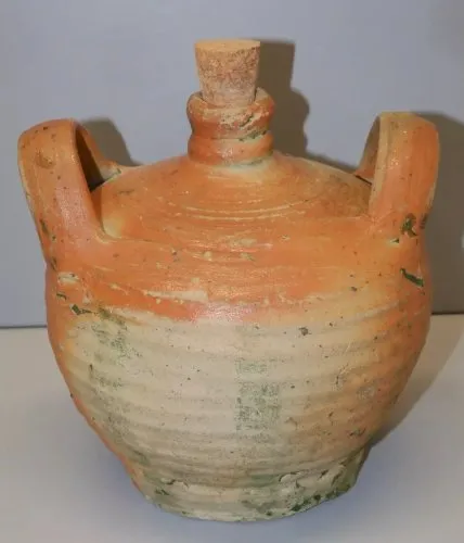 -ANCIEN JOLI PETIT CRUCHON PETITE CRUCHE TERRE CUITE 2 ANSES déco collection  D