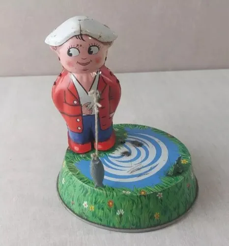 Ancien jouet en tôle, à friction, Martin pécheur, Joustra