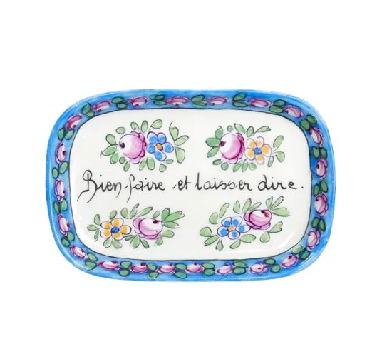 Ancien Plateau Miniature Gabriel Fourmaintraux Porcelaine de Desvres Dinette Poupée 1920