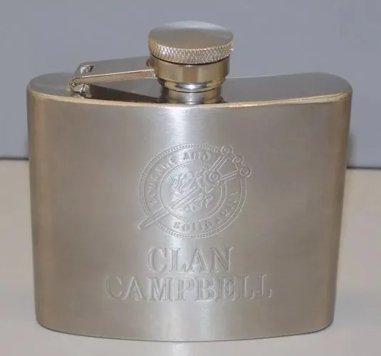 -ANCIENNE FLASQUE CLAN CAMPBELL STAINLESS STEEL COURAGE & SOLIDARITY  D