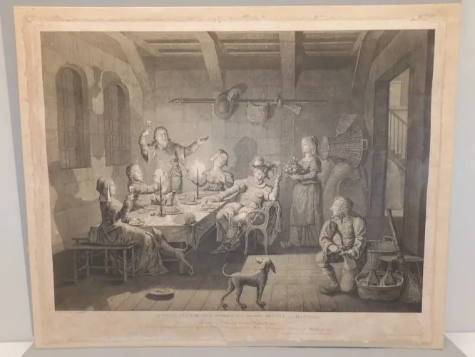 -ANCIENNE GRAVURE HENRI IV chez Michel RICHARD dit MICHAU MEÛNIER à LIEURSAIN D