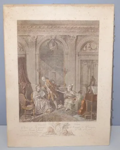 -ANCIENNE GRAVURE LE BILLET DOUX XVIIIe gravé par N de LAUNAY Académie Royale D