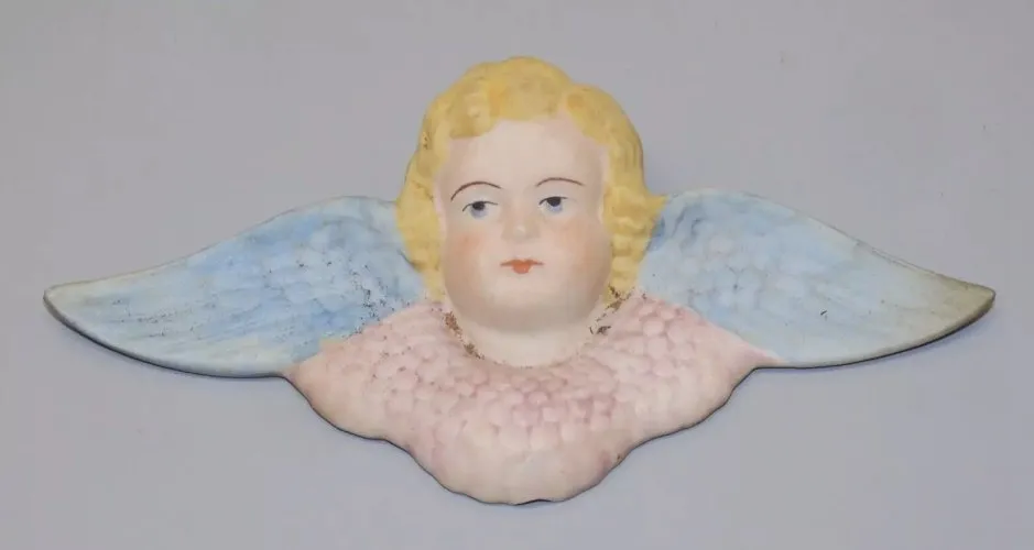 - ANCIENNE TETE ANGELOT Ailé BISCUIT de SAPIN de Noël COLLECTION DECO VITRINE D