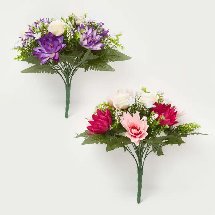 Bouquet de fleurs artificielles Lotus et roses, Lot de 2