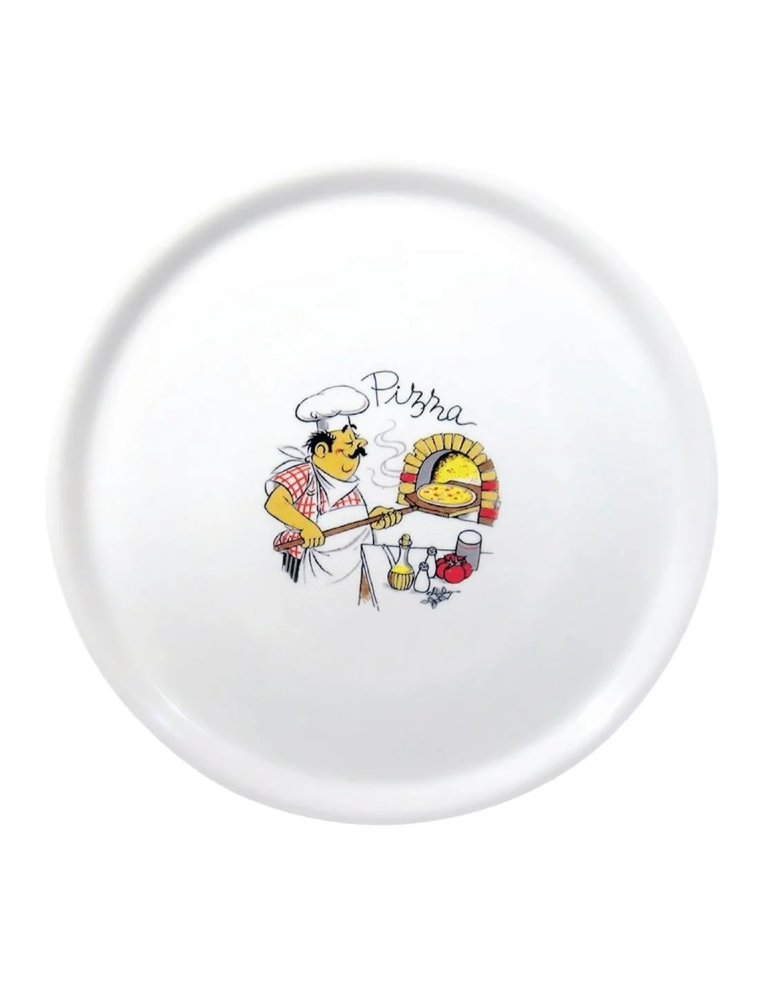 Assiettes à pizza en porcelaine 33 cm Saturnia décor Chef (lot de 6)