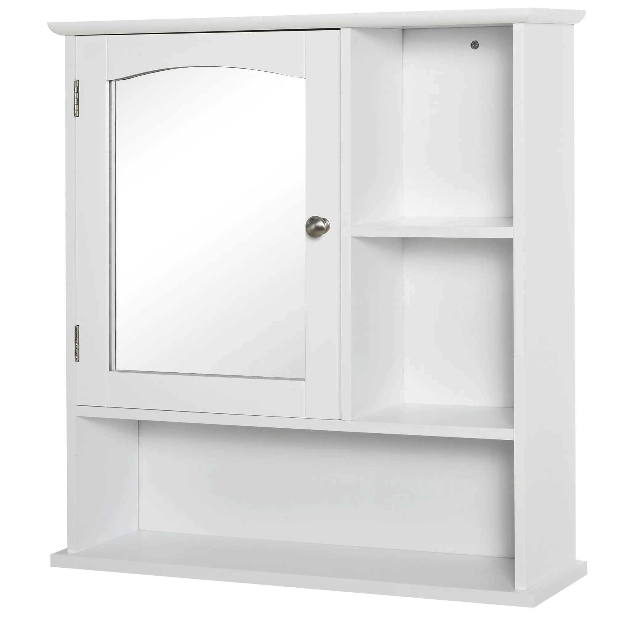 Wall Mount Bathroom Cabinet Storage Organizer with Mirror Adjustable Shelf White