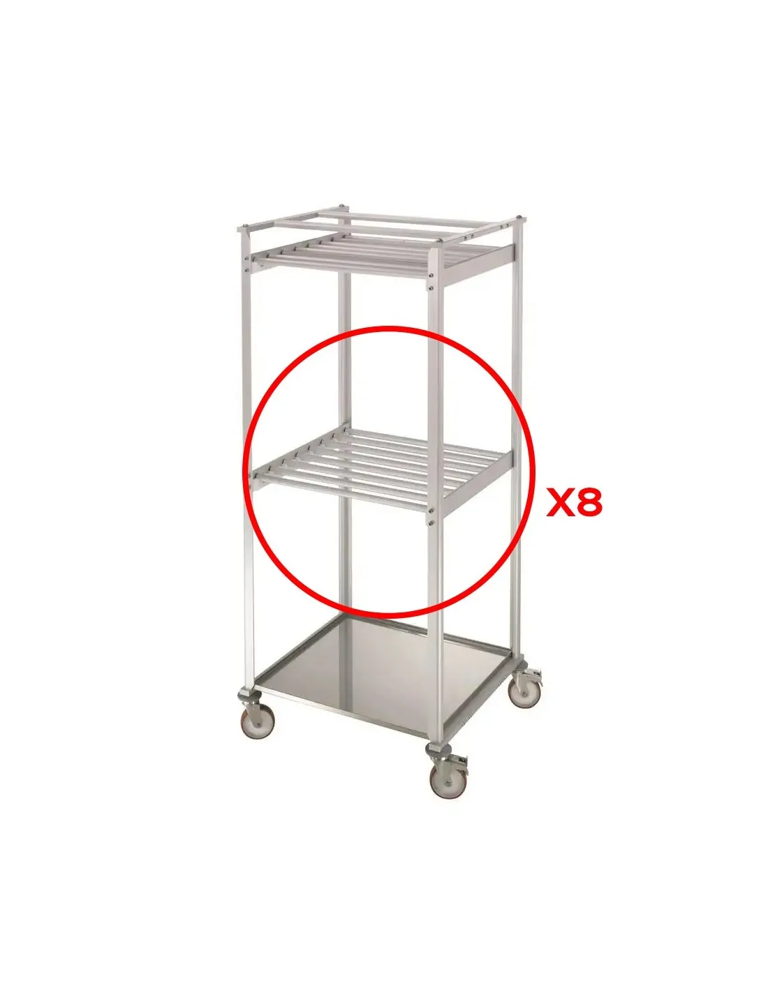 BARRE D'ACCROCHE CHARCUTERIE SUPPLEMENTAIRE EN ALUMINIUM POUR CHARIOT DE SECHAGE REF CHSNA8477 L (en mm) : 700