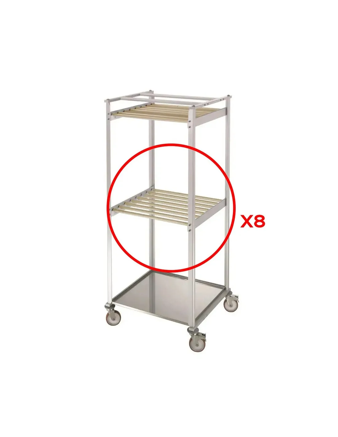 BARRE D'ACCROCHE CHARCUTERIE SUPPLEMENTAIRE EN BOIS POUR CHARIOT DE SECHAGE REF CHSNB8477 L (en mm) : 700