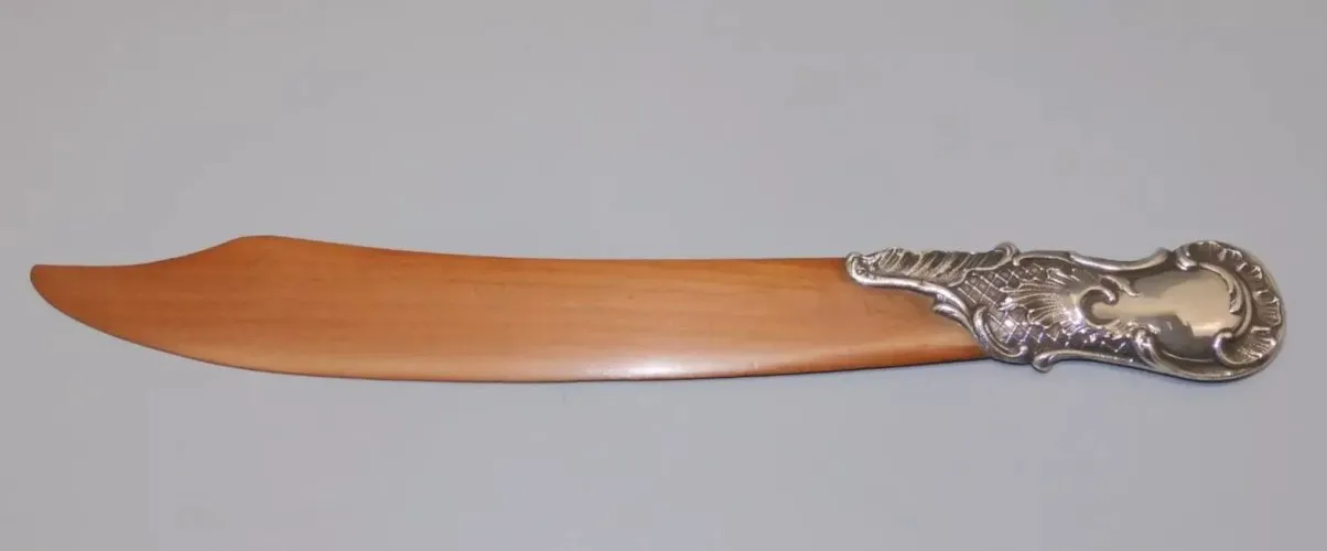 -BEL OUVRE LETTRES BOIS et ARGENT Poinçon SANGLIER ART NOUVEAU déco BUREAU  D