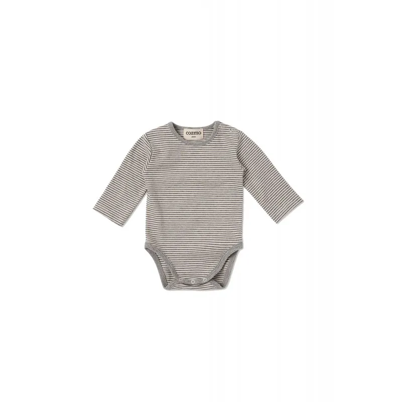 cozmo soft jersey newborn bodysuit grey stripes