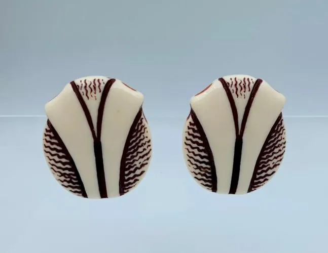 ?BOUCLES D OREILLES FANTAISIES CLIPS RESINE DECOR MARRON 24 GRAMMES W1225