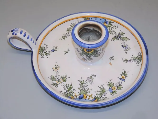 -BOUGEOIR A MAIN CERAMIQUE ALFRED RENOLEAU signé AR.A. COLLECTION Bougie  D