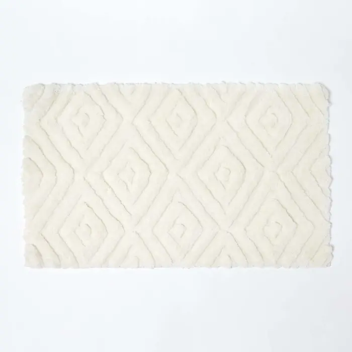Tapis de bain antidérapant losanges en 100% microfibre, 50 x 80 cm