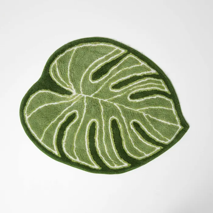 Tapis de bain vert tropical tufté