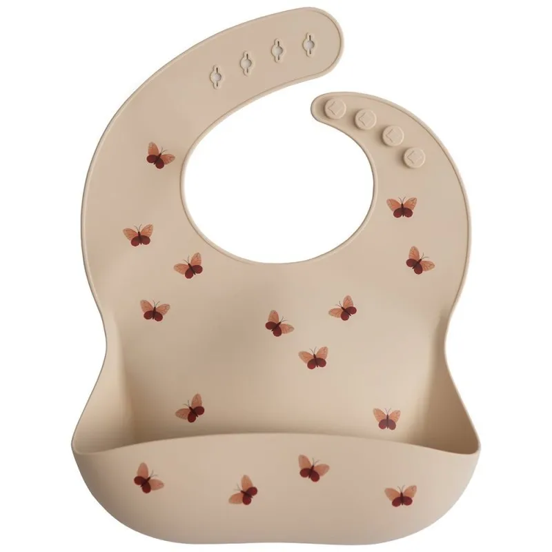 butterflies mushie silicon bib