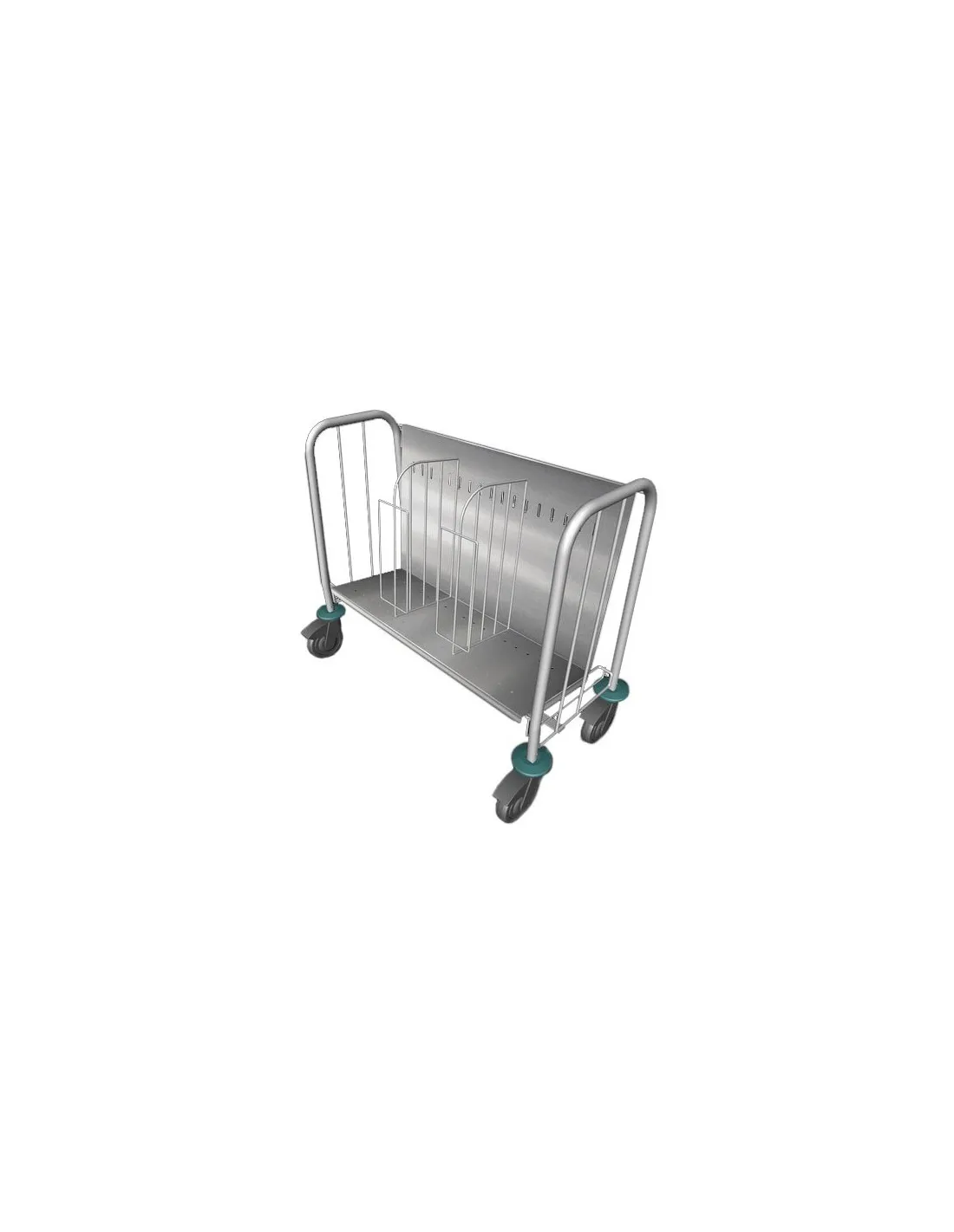 CHARIOT ASSIETTES INOX. 200 ASSIETTES D.260MM 2 SEPARATIONS FIL VERTICALES L (en mm) : 910 - P (en mm) : 370 H (en mm) : 761