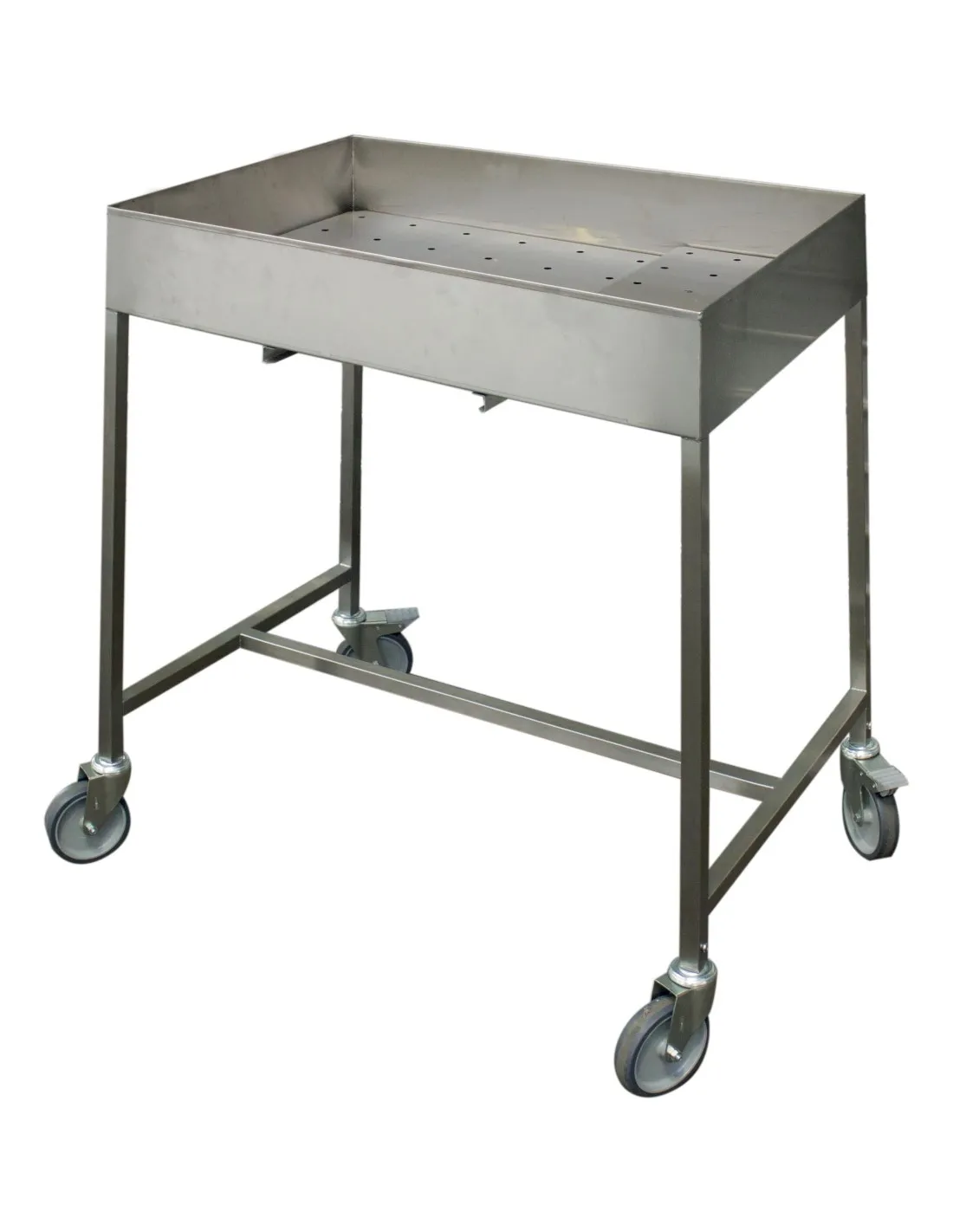 CHARIOT DE DESSOUVIDAGE INOX. PIETEMENT 25X25 MM BAC INOX AVEC POINTE DE DIAMANT AVEC BORDS H-150 M PERFOREE AMOVIBLE A 2 NIVEAU