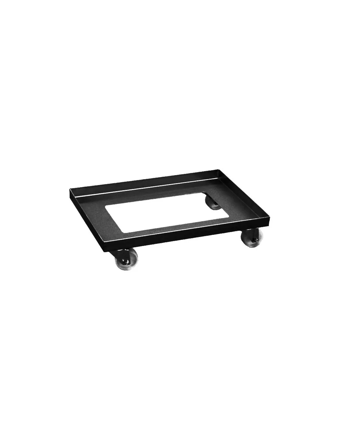 CHARIOT DE MANUTENTION INOX 304 POUR BACS SANS BARRE DE POUSSEE L (en mm) : 615 - L (en mm) : 415 H (en mm) : 120