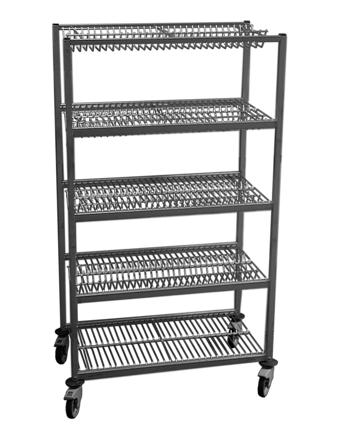 CHARIOT D'EGOUTTAGE INOX BACS ET PLATEAUX 64 BACS OU 124 PLATEAUX GN1/1 CAP. 124 PLATEAUX OU 64 GN1/1-55 L (en mm) : 1 000 - P (