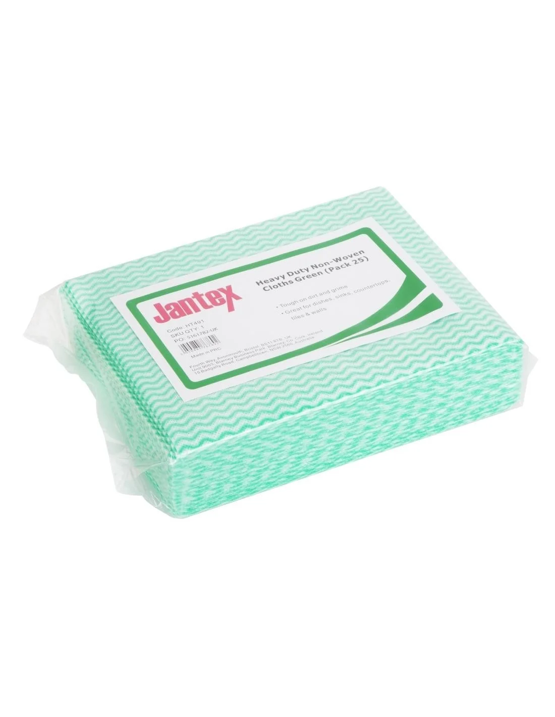 Chiffons non tissés très résistants Jantex verts (lot de 25)